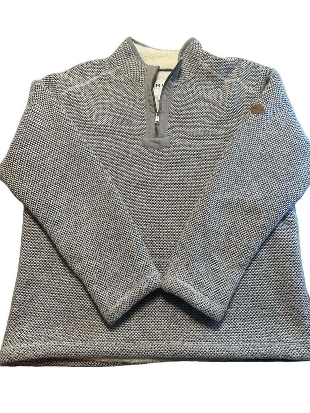 Orvis Sherpa-Lined 3/4 Zip Fisherman Gorpcore Outdoor Pullover Gray Size L/G